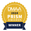 a winning logo for the dma 2024 prism awards