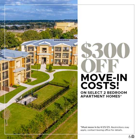 A promotional image for apartment homes offering a $300 off move-in costs.