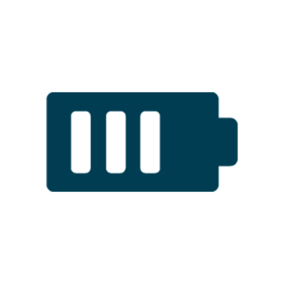 A blue battery icon on a black background.