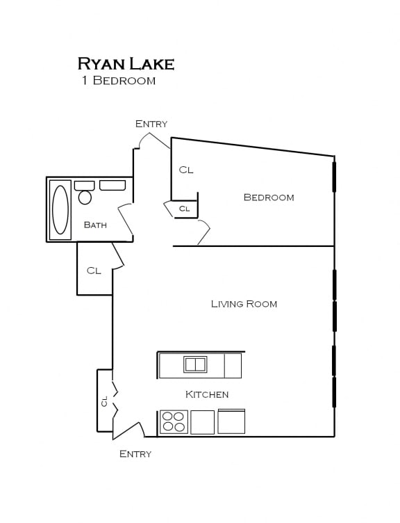 Ryan Lake 1 Bedroom floorplan
