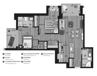Floor Plan  2 bedroom 2 bathroom apartment floor plan at La Voile Pointe-Claire in Pointe Claire, QC