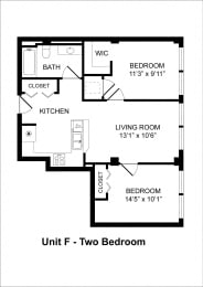  Floor Plan 2 Bedrooms / 1 Bathroom