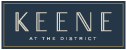the logo for keene at the district on a blue background