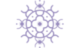 a purple and white snowflake on a white background