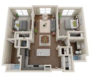 2 Bedroom, 2 Bath (1a)