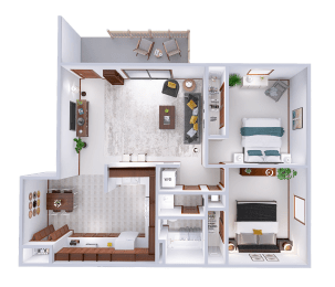  Floor Plan 2 Bed, 1 Bath Lower