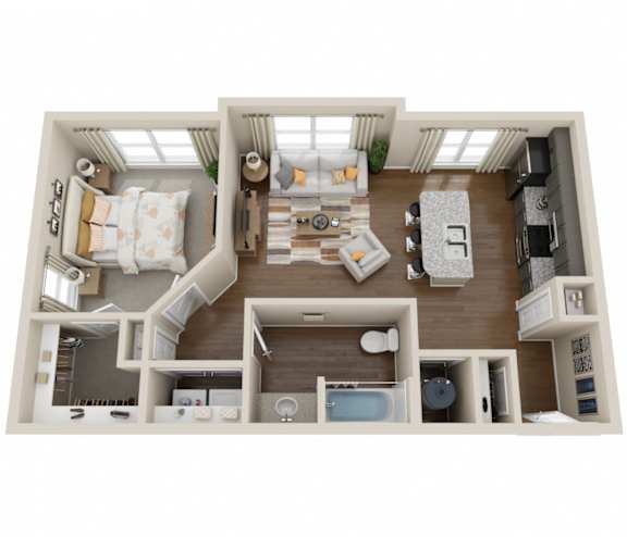 1 Bedroom, 1 Bath (2a)