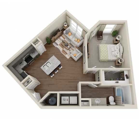1 Bedroom, 1 Bath (A3)