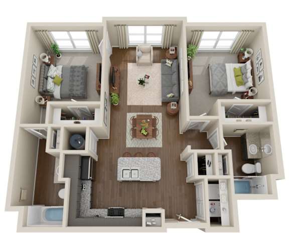 2 Bedroom, 2 Bath (1a)