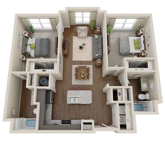2 Bedroom, 2 Bath (1b)