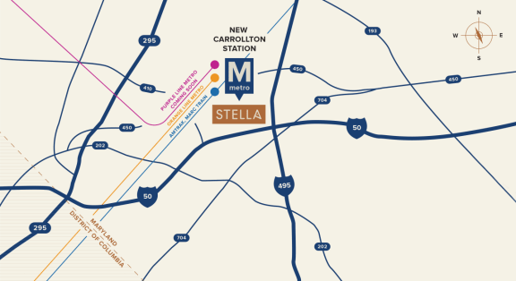 a map of the stella metro station locations on a freeway map