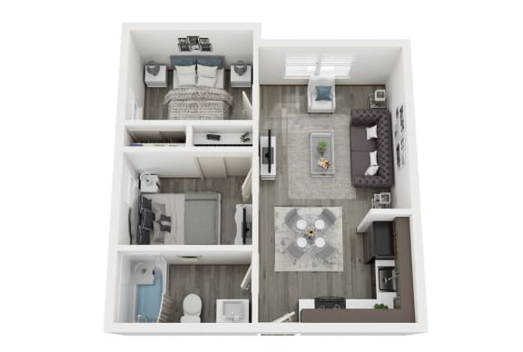 Floor Plan  2 bed 2 bath A at The Vine on 8th, Nevada, 89101