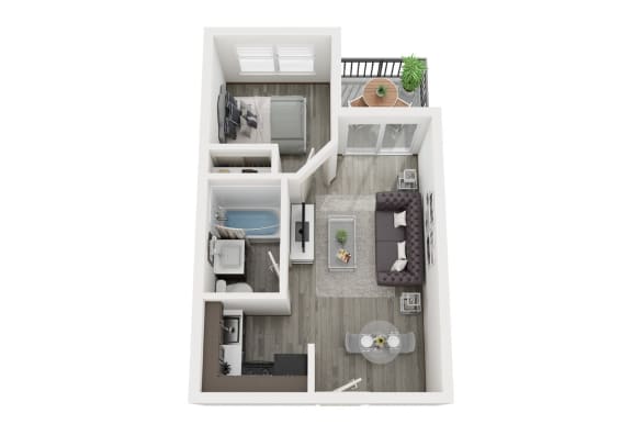 Floor Plan  1 bed 1 bath A at The Vine on 8th, Las Vegas, NV, 89101