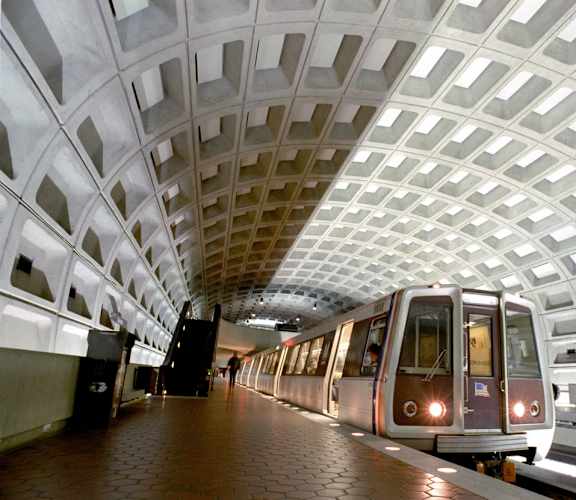 a metro train in a subway station at Windsor Crossing, Suitland, 20746
