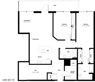 The Danforth Apartments 2x2 C Floor Plan