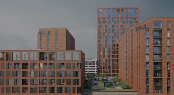 A view of a city with buildings at Podium Apartments, Stretford, M16 0FR