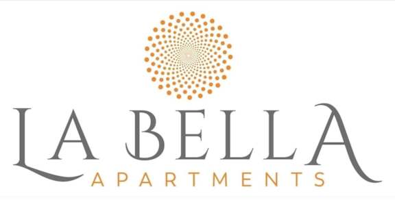 The image is a logo for La Bella Apartments.