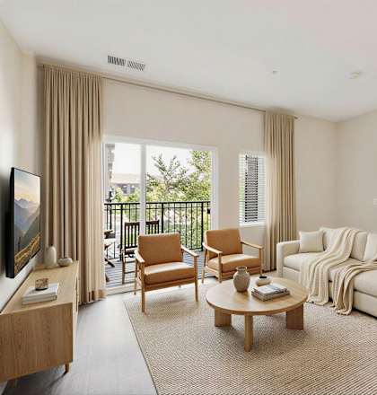 Living room with white couch at Aster Meadow, Vadnais Heights, MN