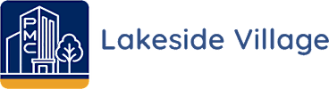 a blue license plate with lakeside village written on it