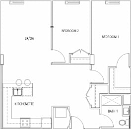  Floor Plan 2BD1BA
