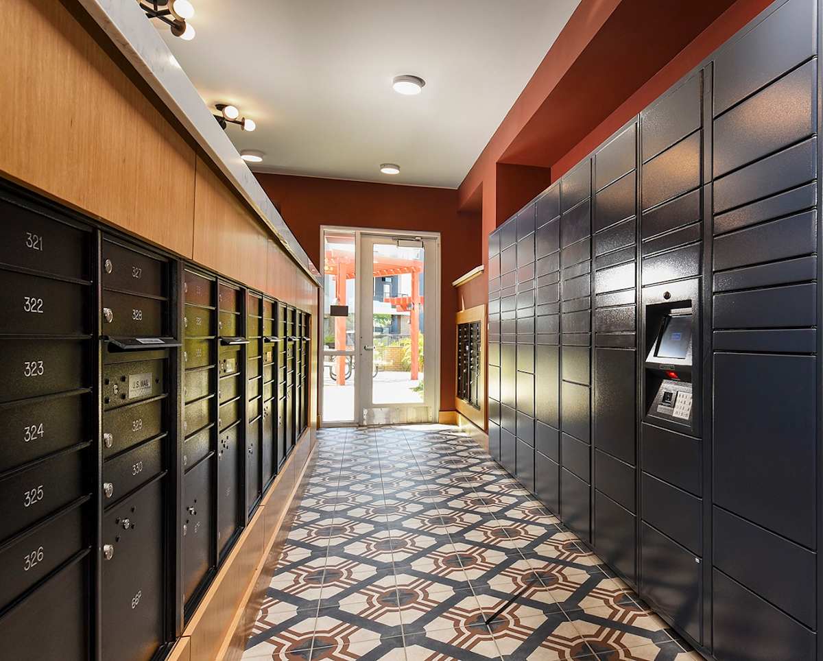 Resident mailboxes at Aviara Flats.