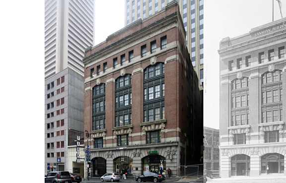 a black and white photo of the historic 22 light apartments building