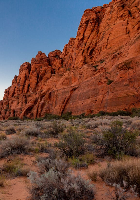 Beautiful View of Red Rocks in Desert at Dusk