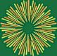 A graphic of orange and yellow lines radiating from a central point on a green background.