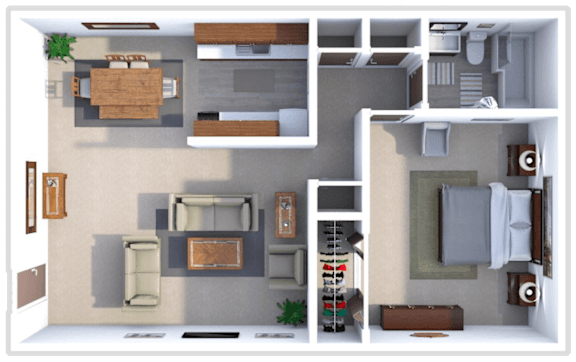 a floor plan of a house with a bedroom and a living room