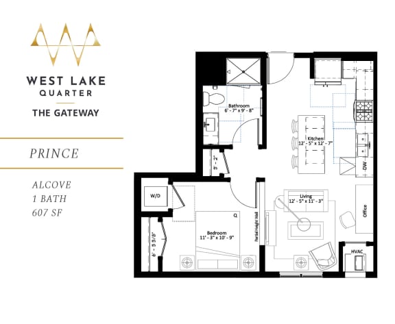 Prince alcove floor plan at The Gateway at West Lake Quarter in Minneapolis, MN