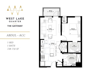 Abdul ACC one bedroom floor plan at The Gateway at West Lake Quarter in Minneapolis, MN