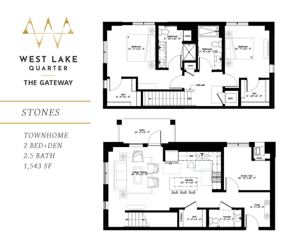 Stones two bedroom townhome floor plan at The Gateway at West Lake Quarter in Minneapolis, MN