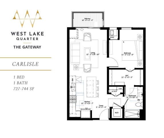 Floor Plan  Carlisle one bedroom floor plan at The Gateway at West Lake Quarter in Minneapolis, MN
