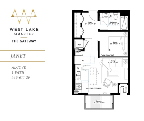 Floor Plan  Janet alcove floor plan at The Gateway at West Lake Quarter in Minneapolis, MN