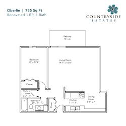 Oberlin Floor plan at Countryside Estates Apartments, Minnesota, 55441