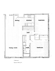 two bedroom apartment outline Forest Park Apartments