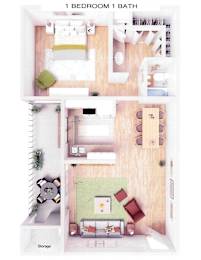  Floor Plan 1 Bedroom
