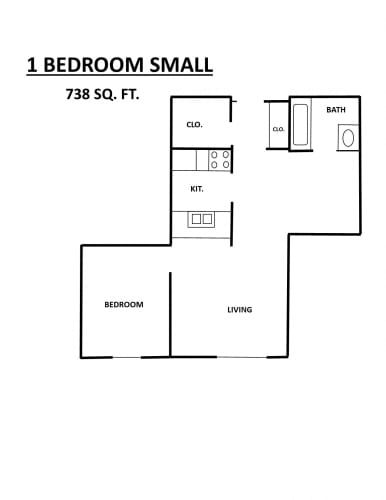 Floor Plan  Sunrise Courts Apartments one bedroom small