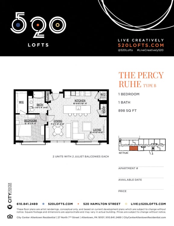 Percy Ruhe Floor Plan at 520 Lofts, Allentown, 18101