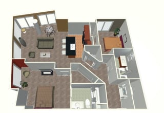 2 bed apartment-2 Bed R floor plan at Midtown Crossing Apartments in midtown Omaha NE 68131