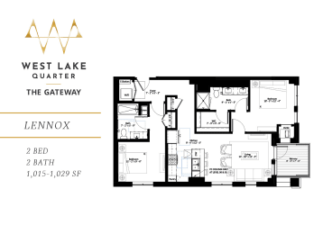 Lennox two bedroom floor plan at The Gateway at West Lake Quarter in Minneapolis, MN