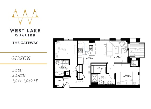 Floor Plan  Gibson two bedroom floor plan at The Gateway at West Lake Quarter in Minneapolis, MN