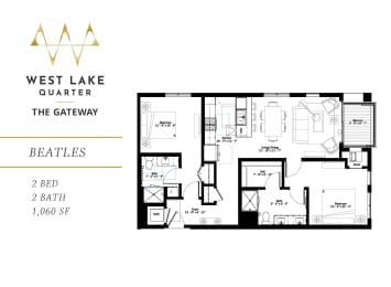 Beatles two bedroom floor plan at The Gateway at West Lake Quarter in Minneapolis, MN