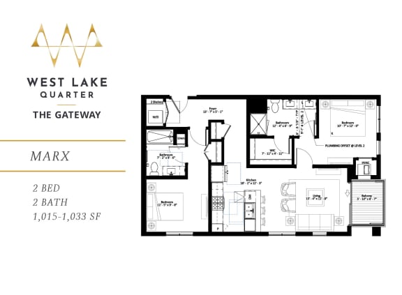 Marx two bedroom floor plan at The Gateway at West Lake Quarter in Minneapolis, MN