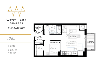 Joel one bedroom floor plan at The Gateway at West Lake Quarter in Minneapolis, MN