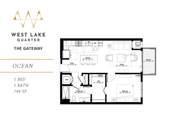 Ocean one bedroom floor plan at The Gateway at West Lake Quarter in Minneapolis, MN