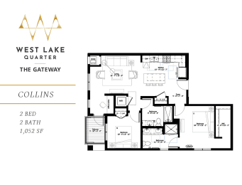Collins two bedroom floor plan at The Gateway at West Lake Quarter in Minneapolis, MN