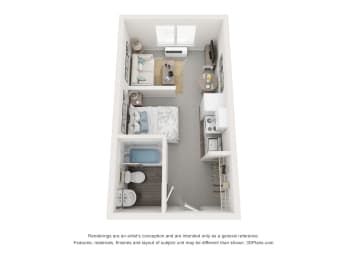 Studio 1 bath E