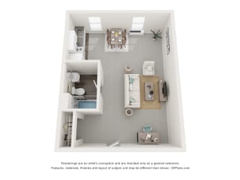Studio 1 bath I