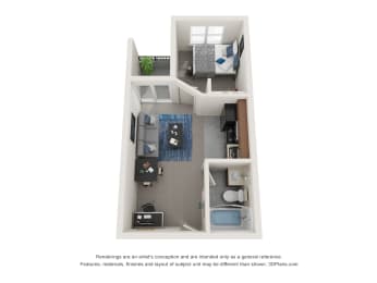 1 bedroom 367 square feet at ParcOne60, Reno, NV, 89501